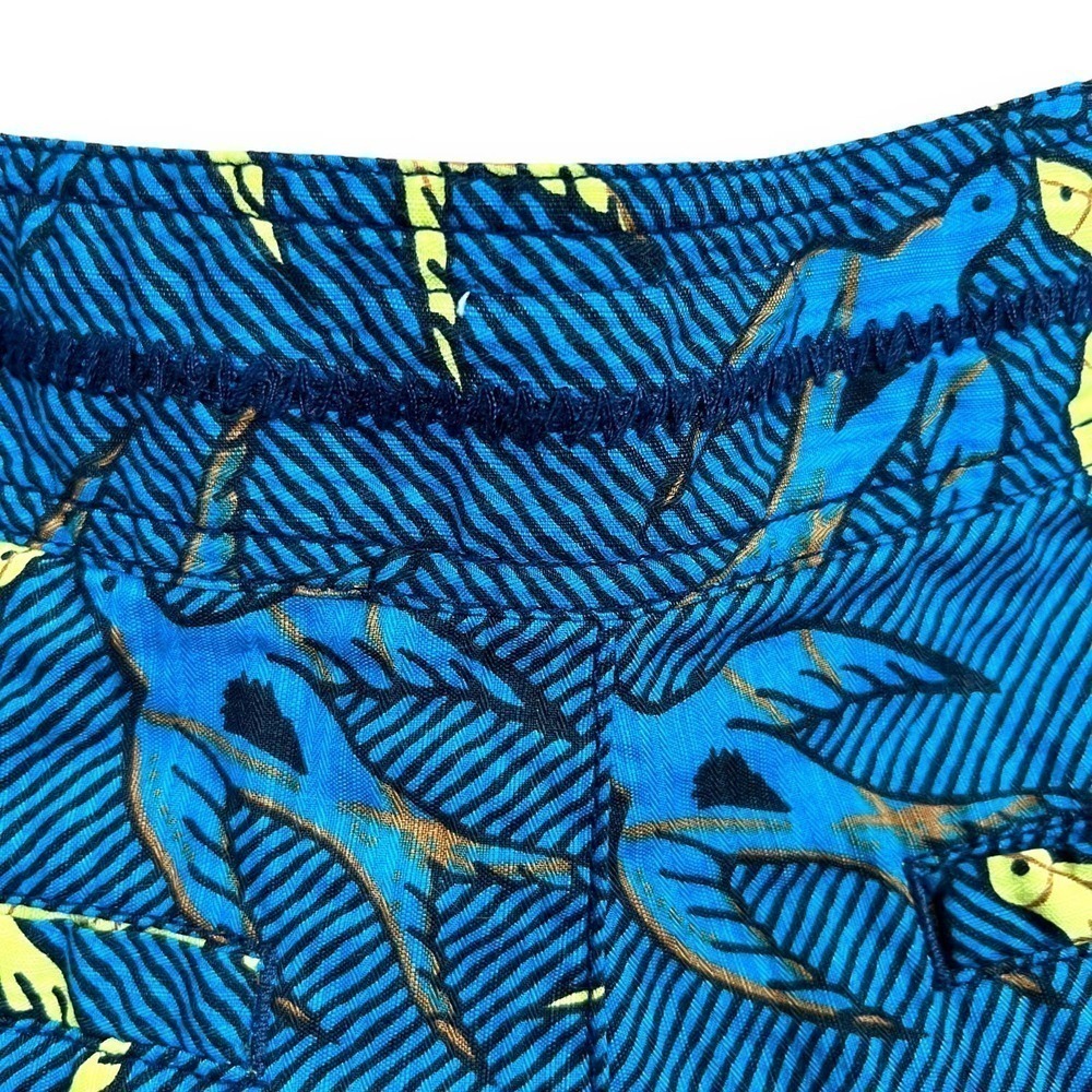 Free People Shorts Womens 2 Blue and Yellow Bird Print 100% Cotton Mini Tropical - Picture 8 of 9